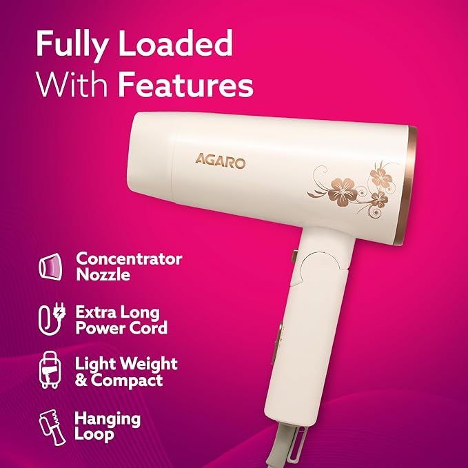 White hair dryer with floral design