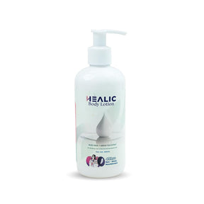 HEALIC body lotion bottle on a white background