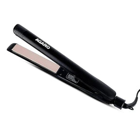 Black hair straightener with 'Agaro' branding on a white background