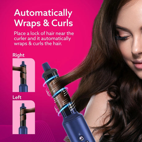 Hair curler with text on a pink background