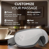 Massage device with control buttons and settings displayed on a blurred background