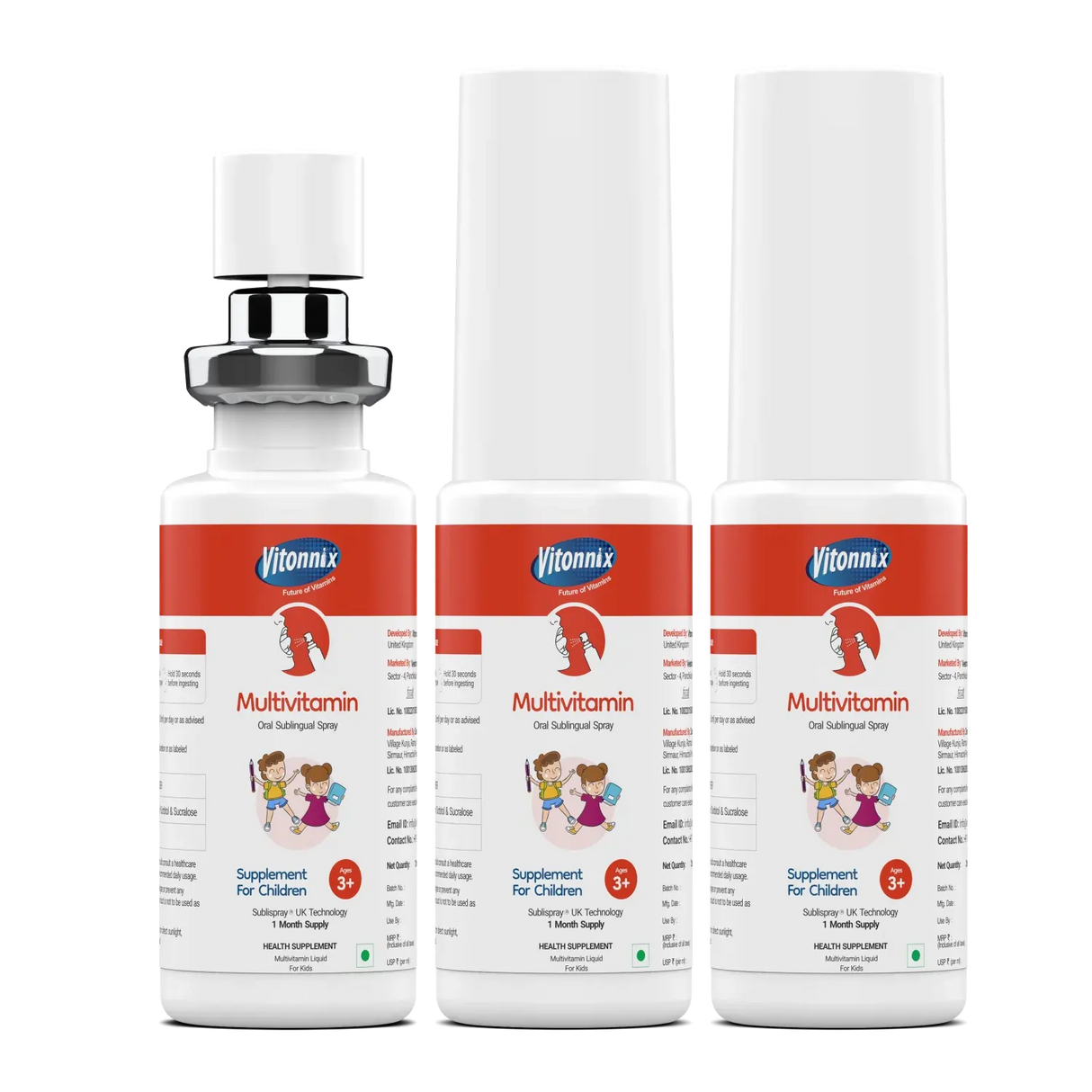 Three bottles of Vitonnix Multivitamin for children